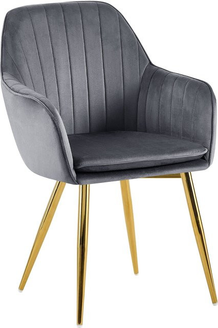 CLP Esszimmerstuhl Cheryl Sessel aus Samt in Grau mit modernem Design und robuster Belastbarkeit bis 150 kg - Bild 1
