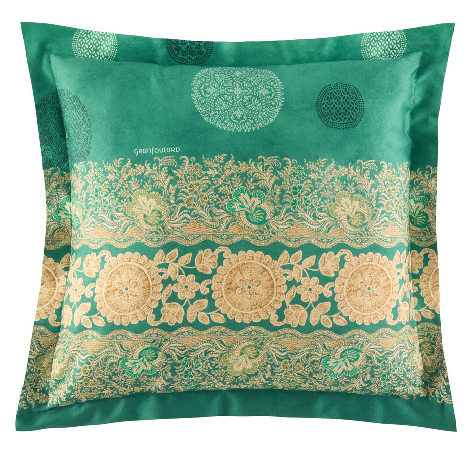Bassetti Satin Kissenhülle Pallavicino in Grün mit floralem Design, B/T/H: 65 x 65 cm - Bild 1
