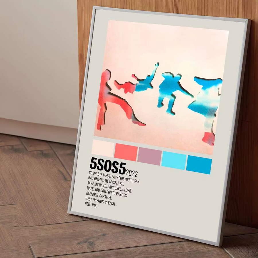 MINISO Sommer HD Musik Album 5SOS Poster Aufkleber, Mehrfarbig, B/H: 15 x 15 cm - Bild 6