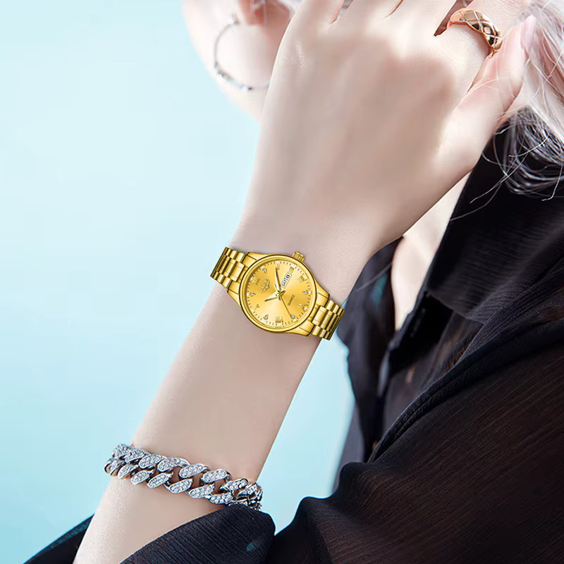 LIGE Armbanduhr, Quarz, Edelstahl, Gold, Bicolor, Damen, Datum, Wochentag - Bild 4