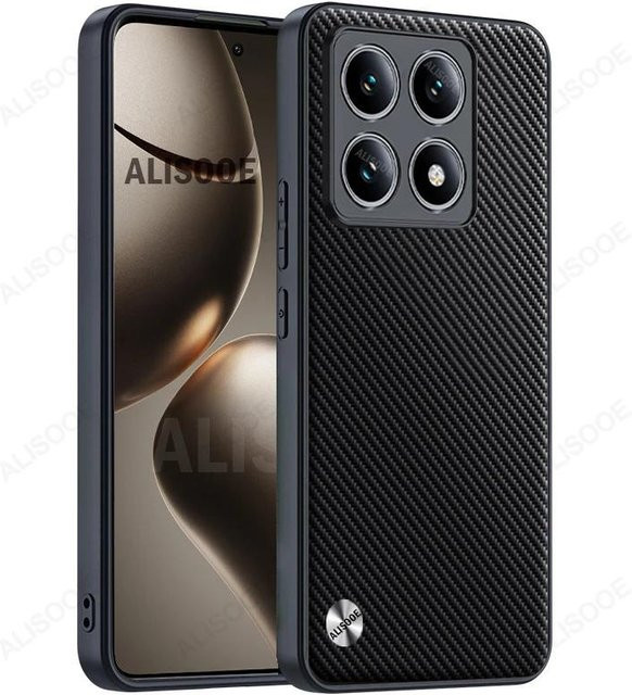 Stoßfeste Schutzhülle aus luxuriösem PU-Leder mit Fasertextur für Xiaomi 14T, 14T Pro, 15T und 15T Pro in Schwarz - Bild 1