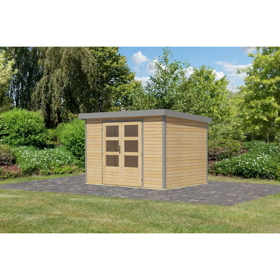 Karibu Gartenhaus Diego 4 A in Naturbelassen und Graualuminium, B/T/H: 298 x 209 x 213 cm - Bild 2