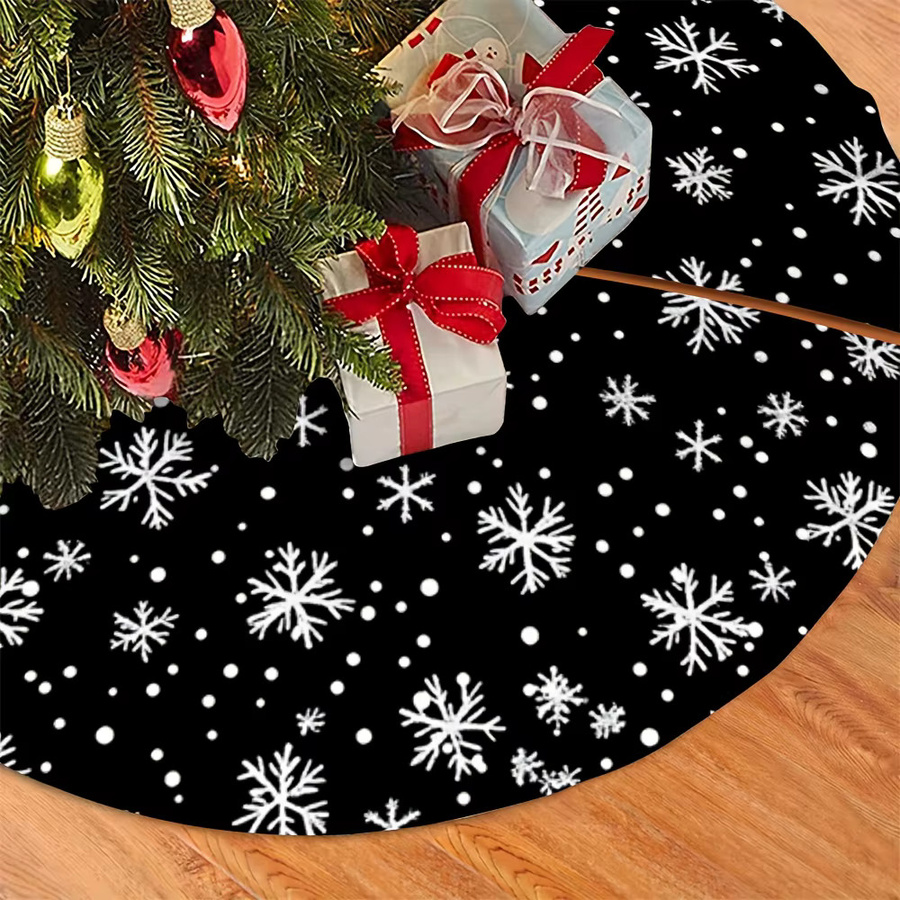 VIKAMA Weihnachtsbaumrock mit Schneeflocken-Design in Schwarz, Weiß und Gold für deine Weihnachtsdekoration - Bild 6