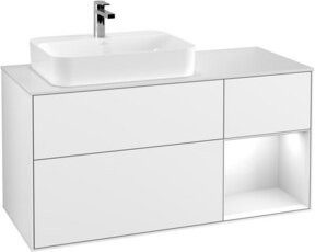 V&B Finion Waschtischunterschrank mit LED-Wandbeleuchtung, Weiß lackiert, Breite: 120 cm - Bild 1