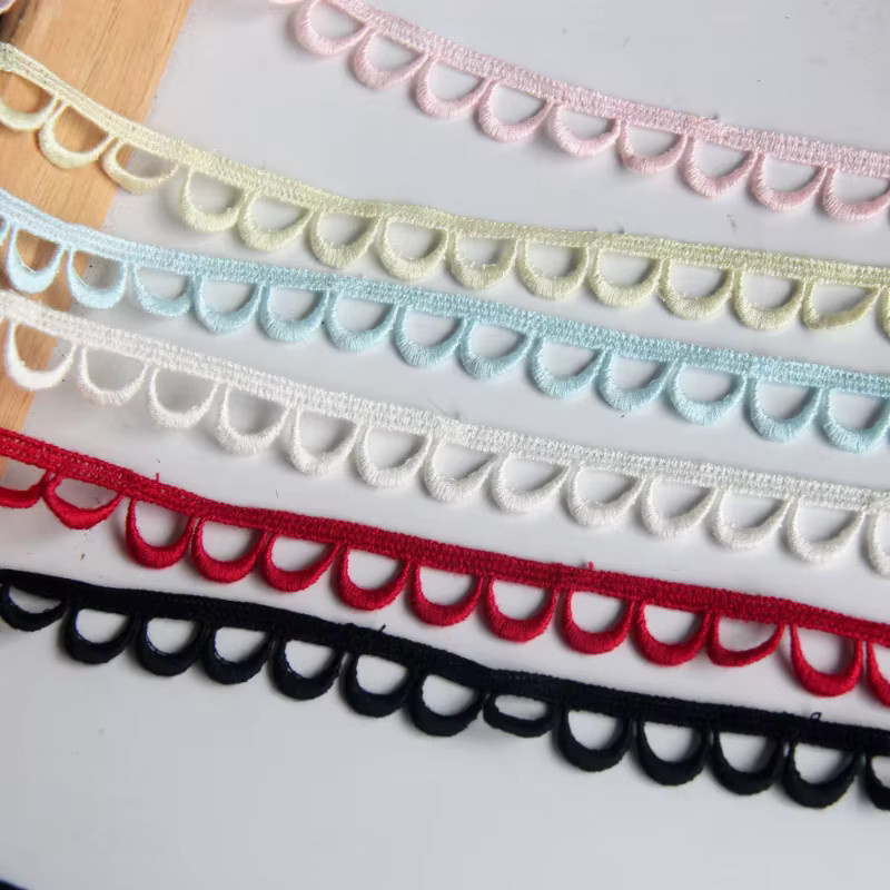 QRTRIM Spitzenband mit Blumenstickerei für DIY-Nähprojekte, wasserlösliche Farben, Breite: 1,5 cm, in Schwarz, Weiß, Blau oder Mehrfarbig - Bild 2