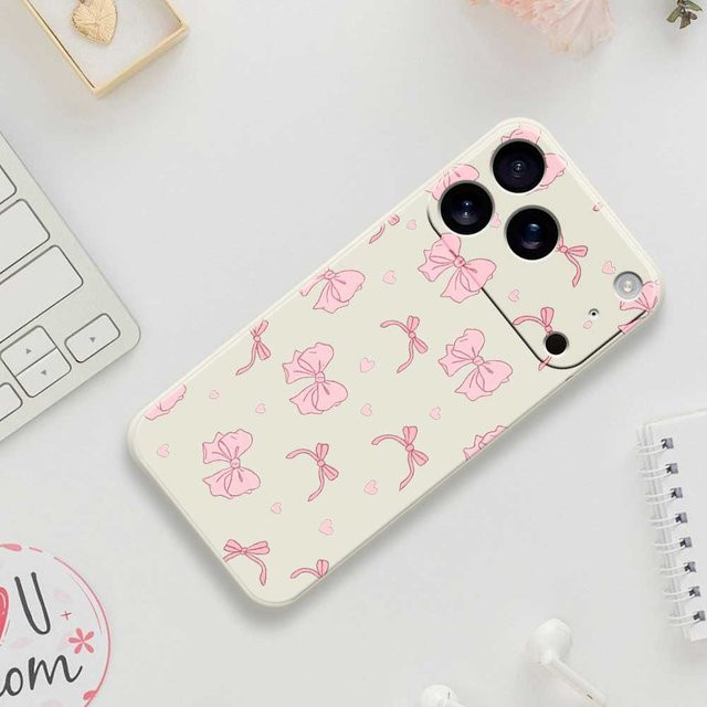 DO AS YOU WISH Silikon Soft Cover Handyhülle mit rosa Schleife für iPhone 17 Pro Max 16 15 14 13 12 11 und weitere Modelle in Pink - Bild 1