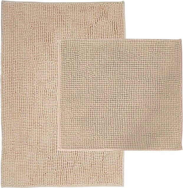 NYVI Badematten Set Chenille 2-teilig Beige, B/T/H: 45 x 50 cm und 50 x 80 cm - Bild 1
