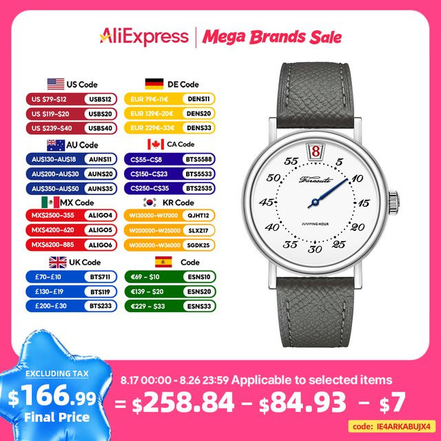 FARASUTE Armbanduhr Automatik, Edelstahl, Silber, Leder, Herren - Bild 1