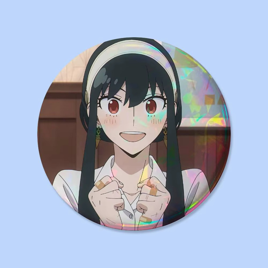 Yor Forger Anime Charakter Anstecknadel Brosche rund aus Metall in Multicolor für Fans und Sammler - Bild 5