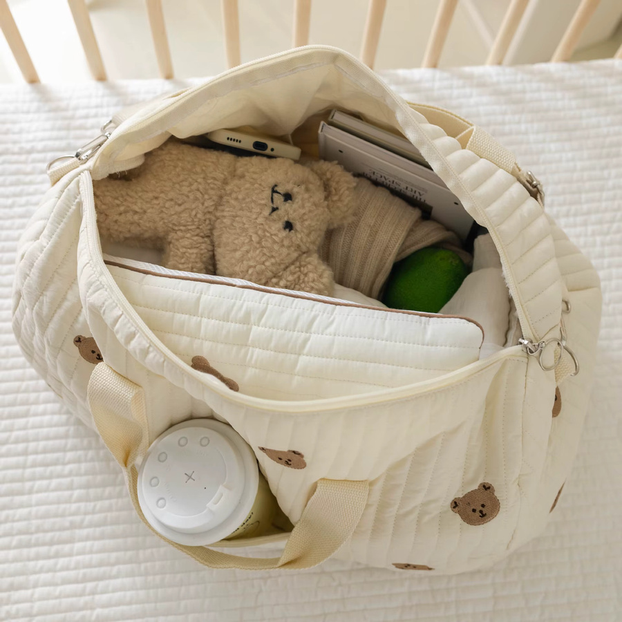 Movokbaby Umhängetasche aus gesteppter Baumwolle mit Blumenmuster - Bild 1