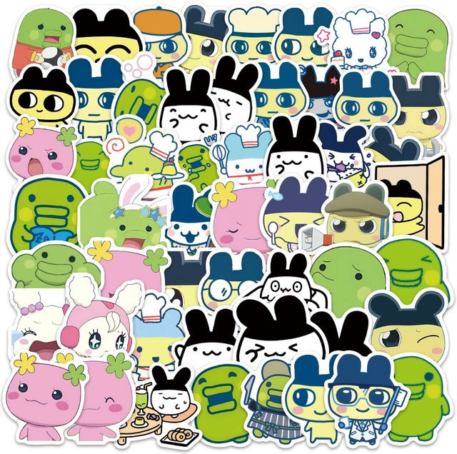 60 Stück Tamagotchi Graffiti-Sticker in Multicolour für DIY Scrapbook und Handyhüllen - Bild 1