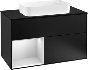V&B Waschtischunterschrank Finion 100 mit Wandbeleuchtung, Blau lackiert, B/T/H: 100 x 50,1 x 50,1 cm - Bild 1