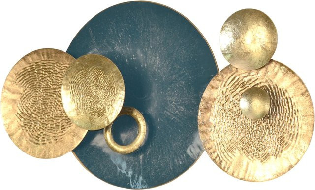 Wanddekoration Sina von möbel direkt online, rund, Metall, Gold und Türkis - Bild 1
