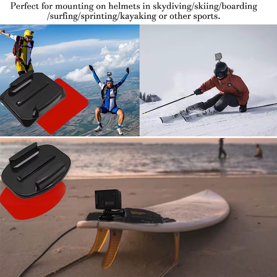 Selbstklebende gebogene Halterungen für GoPro Hero und DJI OSMO Action Kameras, Farbe: Schwarz - Bild 3