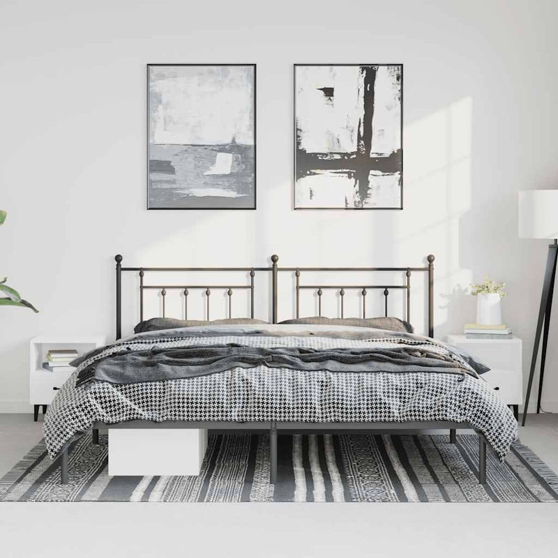 Vidaxl Metall-Bettgestell mit Kopfteil in Schwarz im Industrial-Design, B/T: 193 x 203 cm - Bild 3