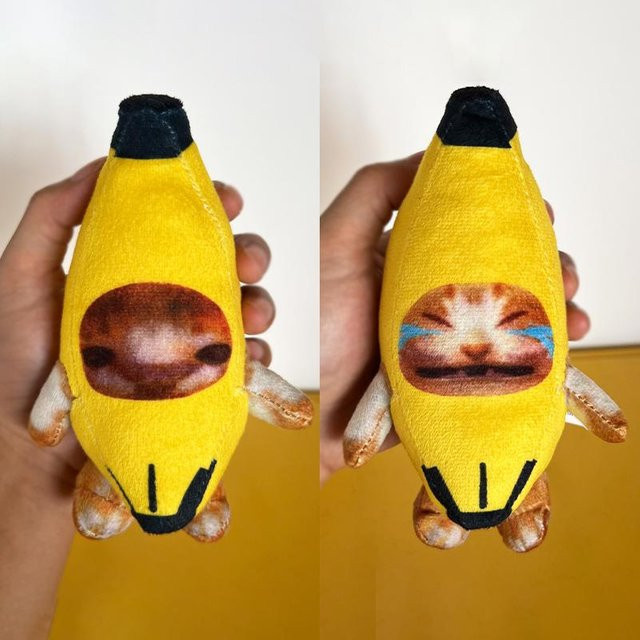 Yiran Health & Beauty Bananen-Katzen-Emoji-Anhänger, Plüschkatzen-Spielzeug, ab 14 Jahren - Bild 1