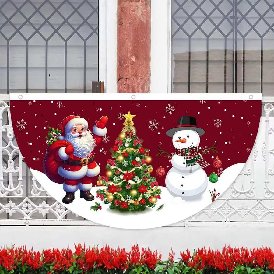 VIKAMA Weihnachts-Banner in Fächerform für Garten, Balkon und Außenbereich, Multicolor, Weihnachts- und Neujahrsdekoration - Bild 3
