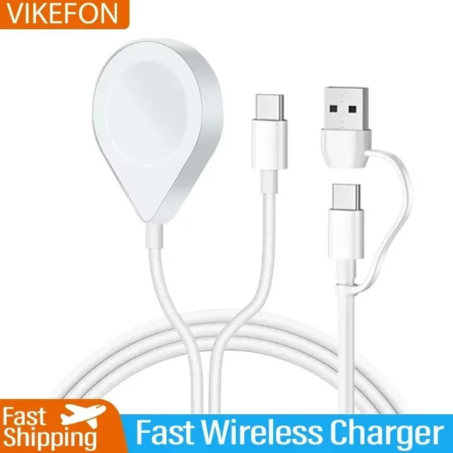 VIKEFON 3-in-1 USB-C Schnellladekabel für Apple Watch und iPhone in Weiß - Bild 1