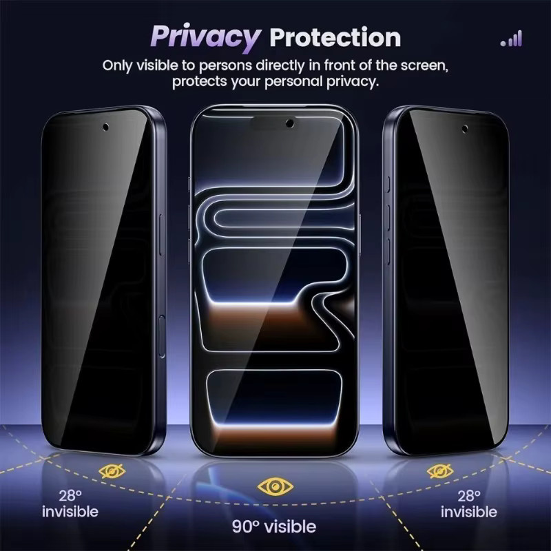SnakeGlass 3er-Pack Anti-Spionage Vollbild-Displayschutzfolie aus gehärtetem Glas mit 9H Härte für iPhone 17 16 15 14 13 12 11 Pro Max Plus und Air Modelle - Bild 2