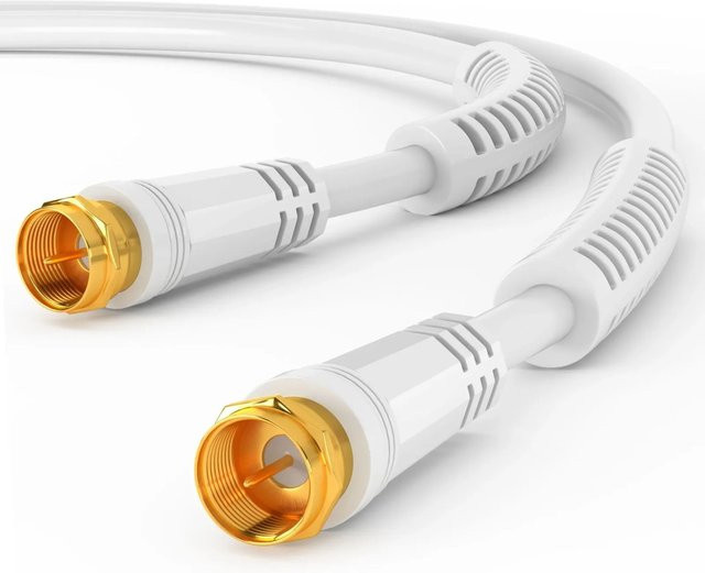 hb-digital SAT-Kabel 10m mit 2x F-Stecker vergoldet, 4-fach geschirmt mit Ferritkern, Weiss - Bild 1
