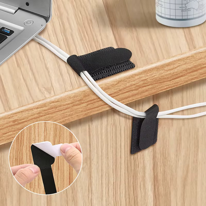 50 Stück wiederverwendbare Kabelbinder in Schwarz als selbstklebender Kabel-Organizer zur Kabelverwaltung - Bild 3