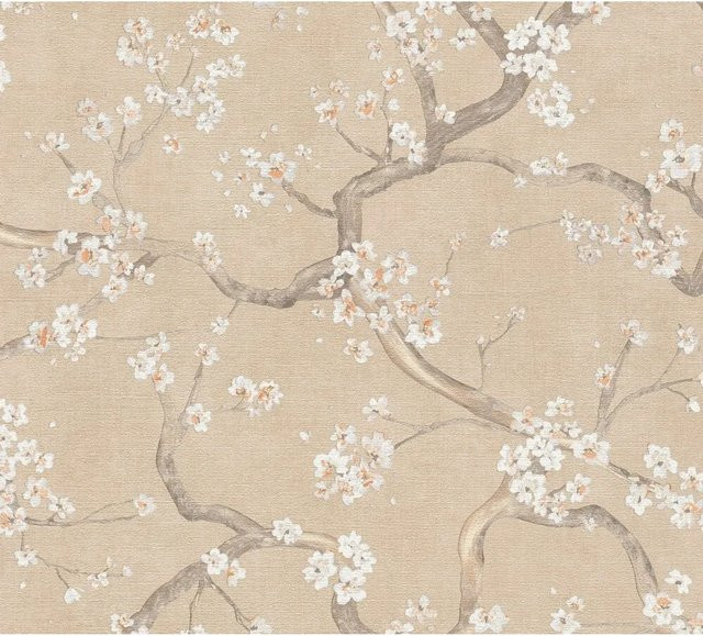 A.S. Création Vliestapete Floral in Creme, Braun und Weiß mit Metallic-Effekt - Bild 1