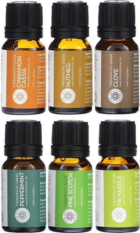 Pure Body Naturals Winter Ätherische Öle Kollektion, Limitierte Edition, Set mit 6 Flaschen à 10 ml, Mehrfarbig - Bild 1
