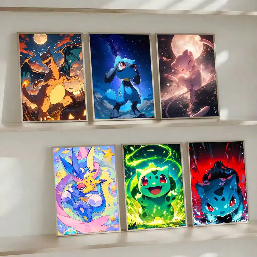 Bandai Pokemon Anime Leinwandgemälde Poster mit Charmander, Pikachu und Eevee in Mehrfarbig - Bild 4
