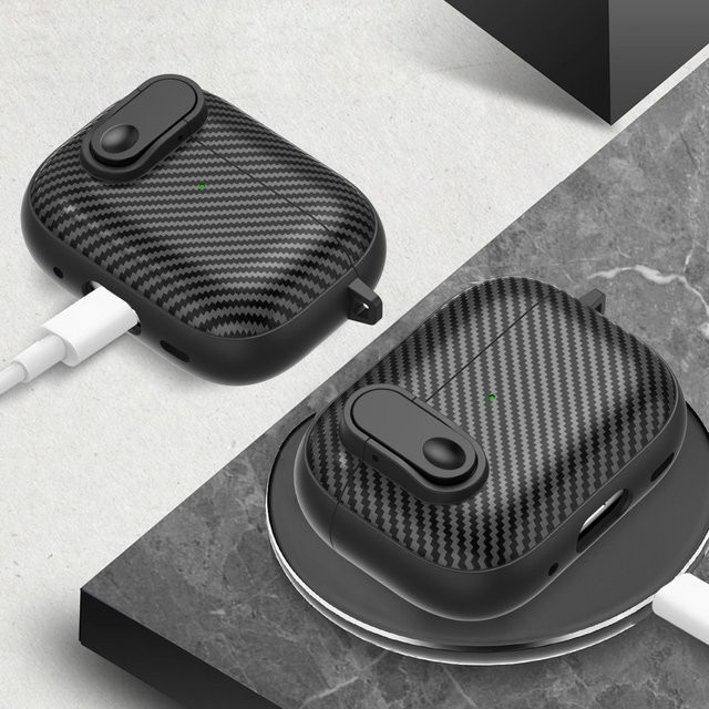 Stoßfeste Carbon Fiber Schutzhülle für Apple AirPods Pro 1, 2 und 3 Generationen in Schwarz - Bild 1