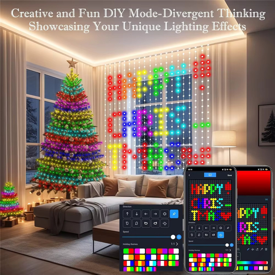 Intelligente RGB LED Vorhangleuchten mit 400 bis 800 LEDs, App-Steuerung und Fernbedienung, Multicolour Partylichter für Hochzeit, Geburtstag oder Valentinstag - Bild 5