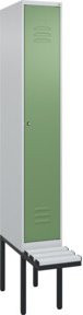 C+P Spind Classic PLUS Garderobenschrank mit Bank, 1 Abteil, Lichtgrau, B/T/H: 212 x 30 x 81,5 cm - Bild 1