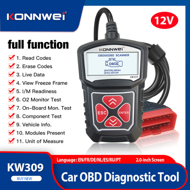 KONNWEI KW309 OBD2 Auto Diagnose Scanner in Schwarz zum Lesen und Löschen von Fehlercodes mit Live-Datenfunktion - Bild 1