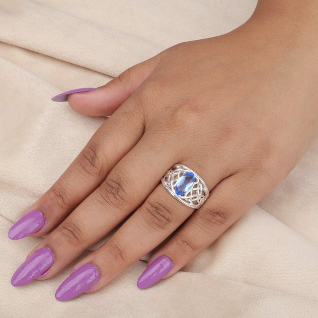 Vaibhav Gems & Jewels Damenring, 925 Silber, Tansanit, Zirkonia - Bild 1