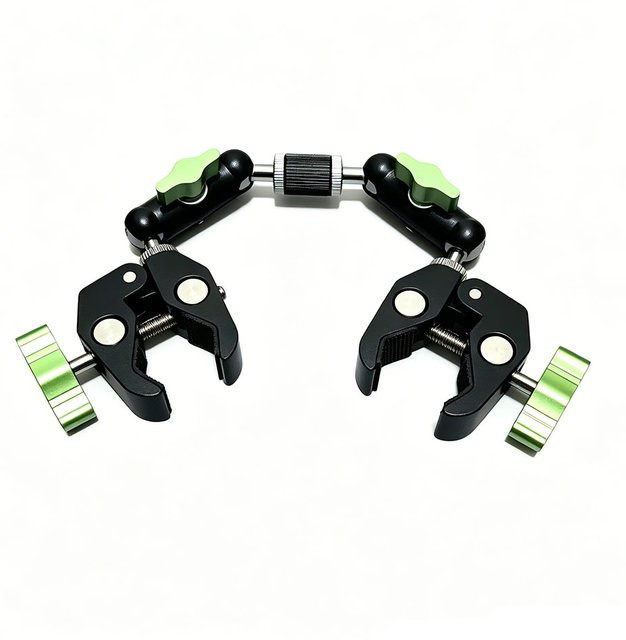 Kamera-Doppelclip Krabbenclip mit 360 Grad Magic Arm für GoPro, DJI und Insta360 Sportkameras, Halterung für Motorrad und Fahrrad Lenker, Schwarz - Bild 1