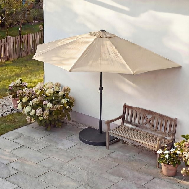 MCW Sonnenschirm Lorca halbrund in Beige mit Ständer, UV 50+, Durchmesser: 300 cm - Bild 1