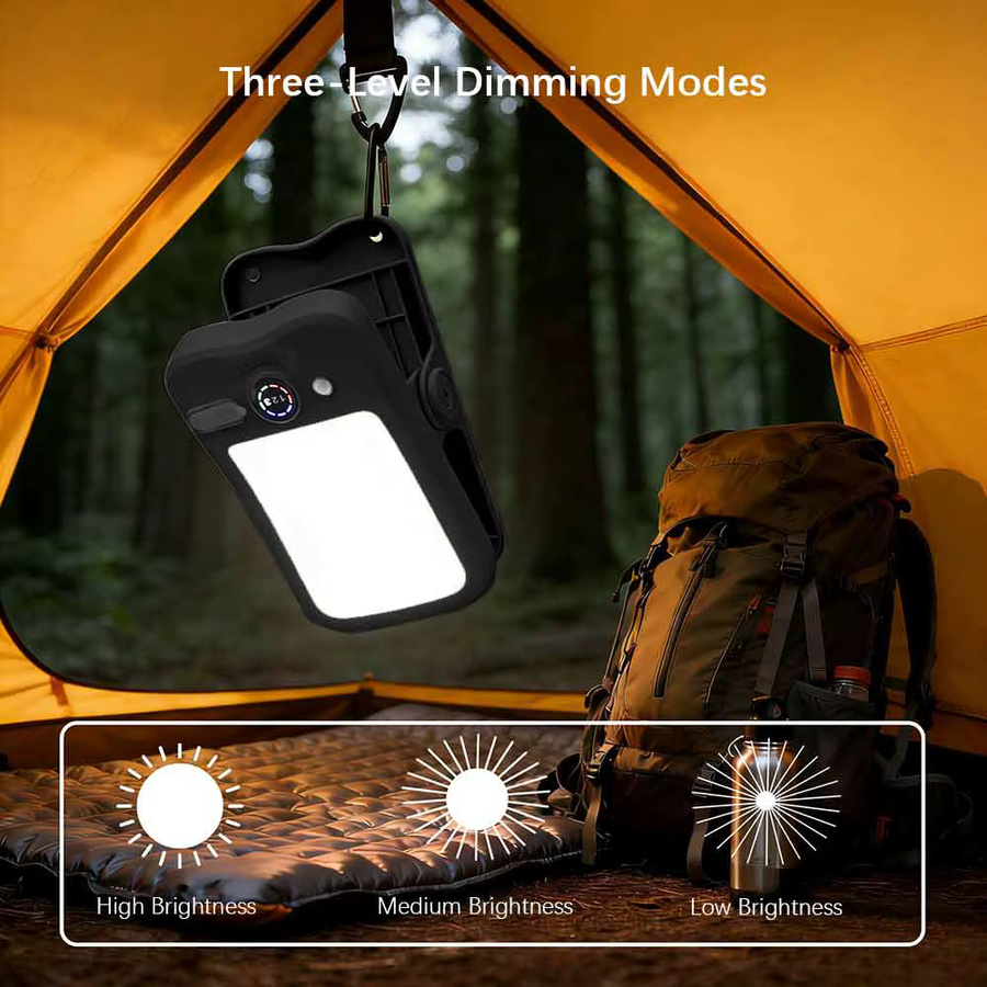 SHENZHITECH Solar-Camping-Clipleuchte in Weiß mit dimmbarer COB-LED und Monokristallinem Solarpanel - Bild 2