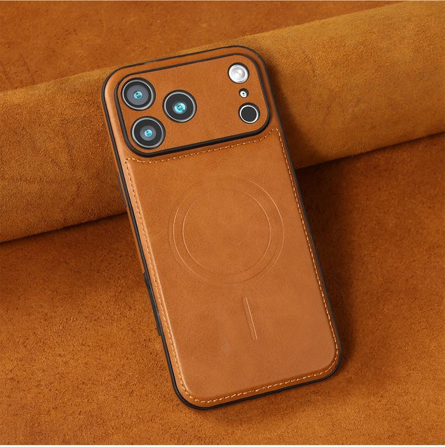 Magnetische Leder-Handyhülle für iPhone 12 bis 17 Pro Max und Plus in Weiß mit Wireless Charging Unterstützung - Bild 1