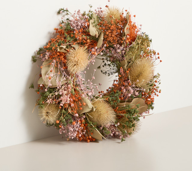 Trockenblumenkranz von Blume2000 in Orange im Boho-Stil, Durchmesser: 20 cm - Bild 1