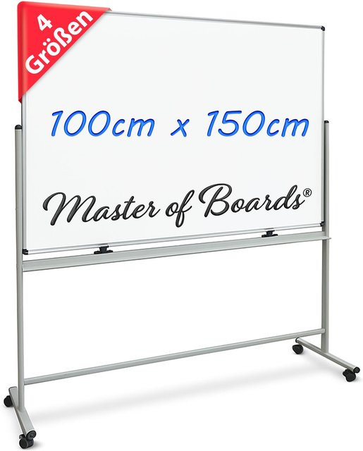 Master of Boards Whiteboard Stanford Mobil und drehbar in Weiß mit Metallgestell - Bild 1