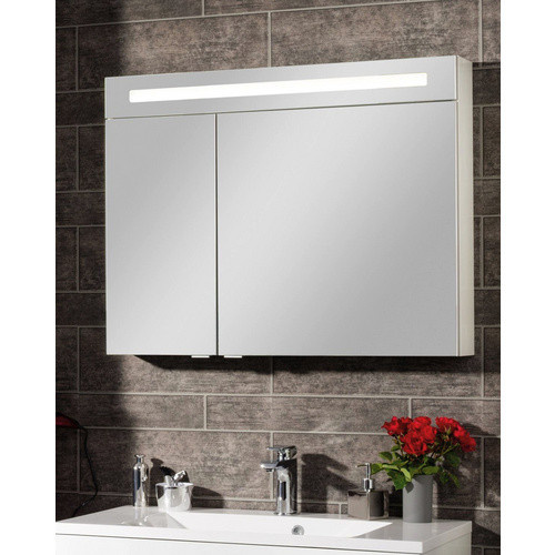 Fackelmann Spiegelschrank B.clever für dein Badezimmer in Weiß Matt mit Softclose-Türen, integrierter LED-Beleuchtung und Steckdose, B/H/T: 90 x 71 x 15,8 cm - Bild 4