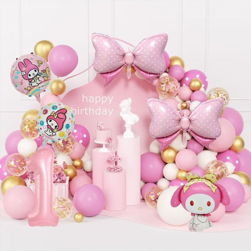 109-teiliges Sanrio Kuromi Folienballon-Set für Kindergeburtstage in Rosa mit Zahlenballons 40 Zoll - Bild 1