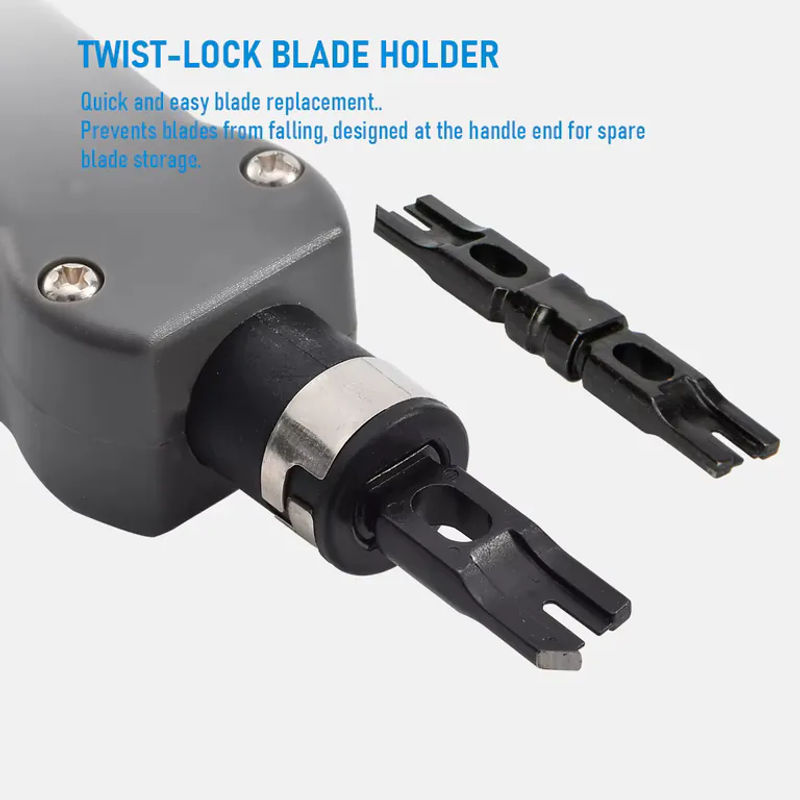 Seven Floor Impact-Einpresswerkzeug 110/88 mit Klingen, Netzwerkkabel- und Drahtschneider, Terminal-Einpresswerkzeug für Ethernet RJ45 Cat5e Cat6, Grau - Bild 6