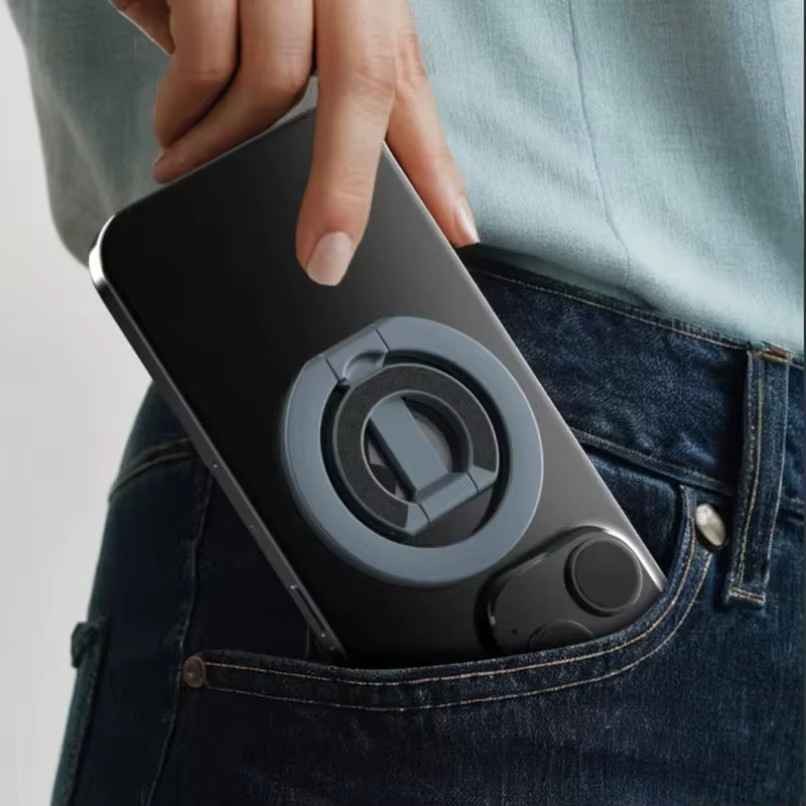 VIKEFON MagSafe-kompatibler magnetischer Handy-Ringhalter in Schwarz, faltbarer Anti-Rutsch-Griff und verstellbarer Ständer für iPhone 12 bis iPhone 17 Pro Max - Bild 5