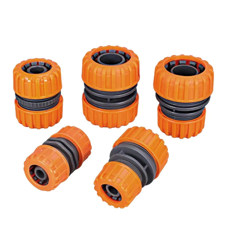 Gartenbewässerungsschlauch Adapter Set aus Kunststoff mit doppelter männlicher Schnellkupplung in Orange, 1/2 Zoll und 3/4 Zoll - Bild 2