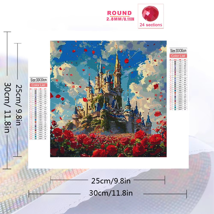 EverShine Diamant-Stickerei Set Haus-Landschaft mit Schloss-Mosaik als DIY Diamantmalerei in Multicolour, B/H/T: 20 x 20 x 20 cm - Bild 2