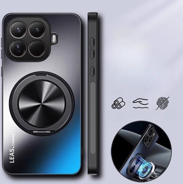 AG Mattes Case mit magnetischem Ringständer und Kameraschutz für Xiaomi 15T, 14T Pro, Xiaomi 17 Pro Max, Poco M7 Pro und Xiaomi 17 Pro in Grau - Bild 1