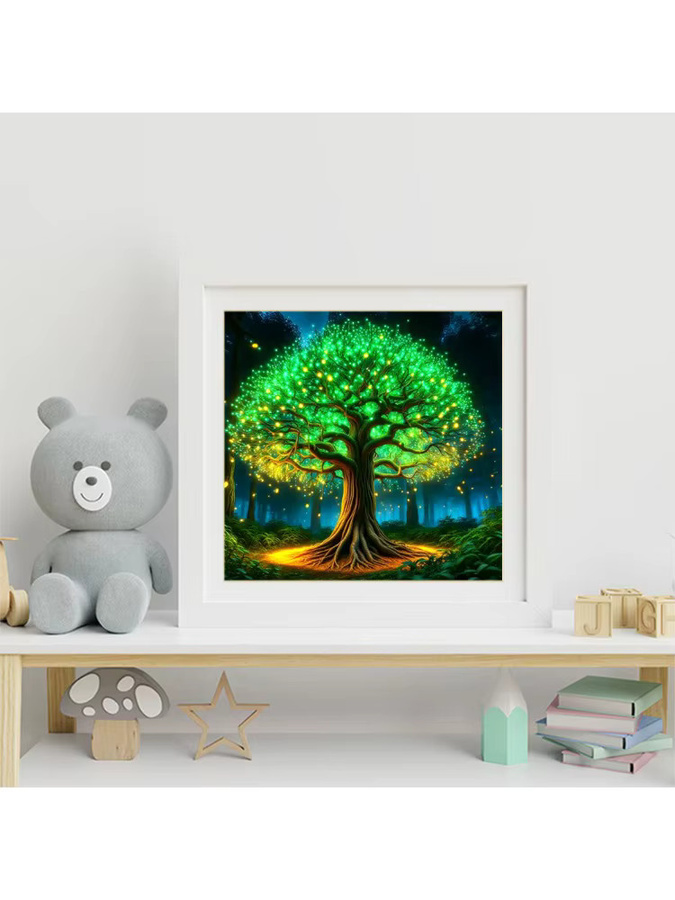 Momoart Diamantmosaik Set Landschaft Abstrakt mit Baum als DIY Kreuzstich-Malerei für Kinder in Multicolour - Bild 3