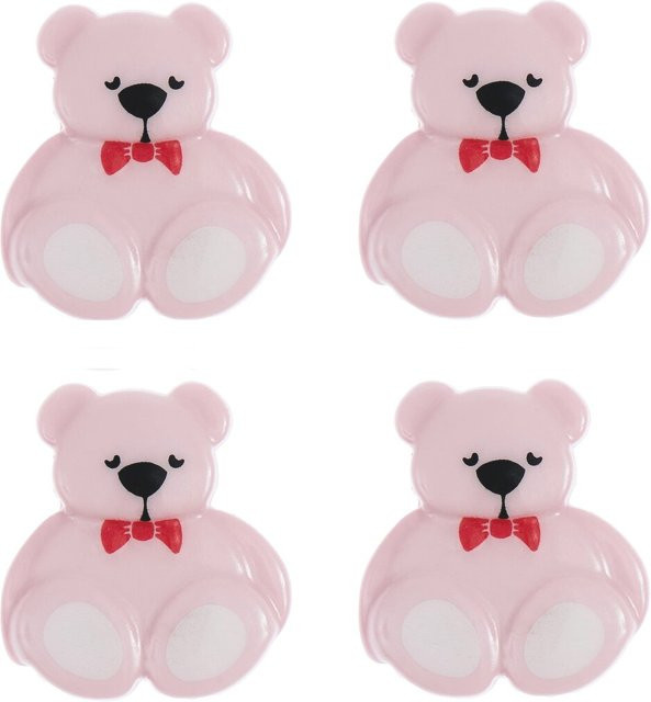 Rico Design Teddy Knöpfe in Flieder und Pink aus Kunststoff - Bild 1