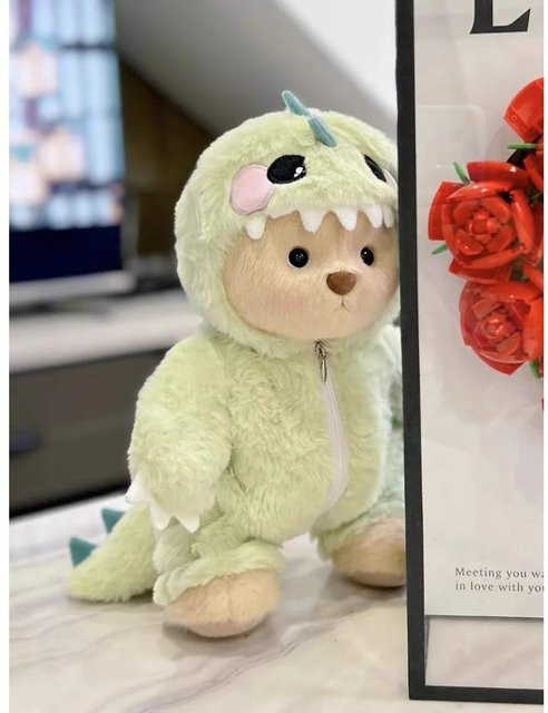Lena Bär Puppe Kleidung, Dinosaurier Overall, Grün, Rosa, ab 14 Jahren - Bild 1