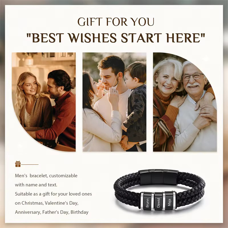 XCL Armband, geflochtenes Leder, Schwarz, Herren - Bild 5